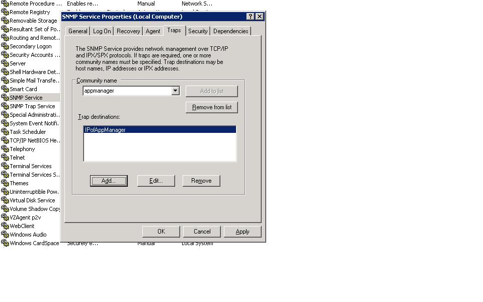 SNMP Trap Config details