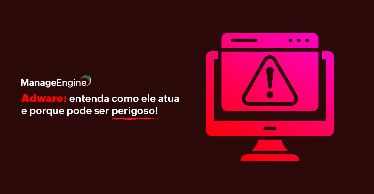 imagem com fundo escuro e um monitor rosa com sinal de alerta