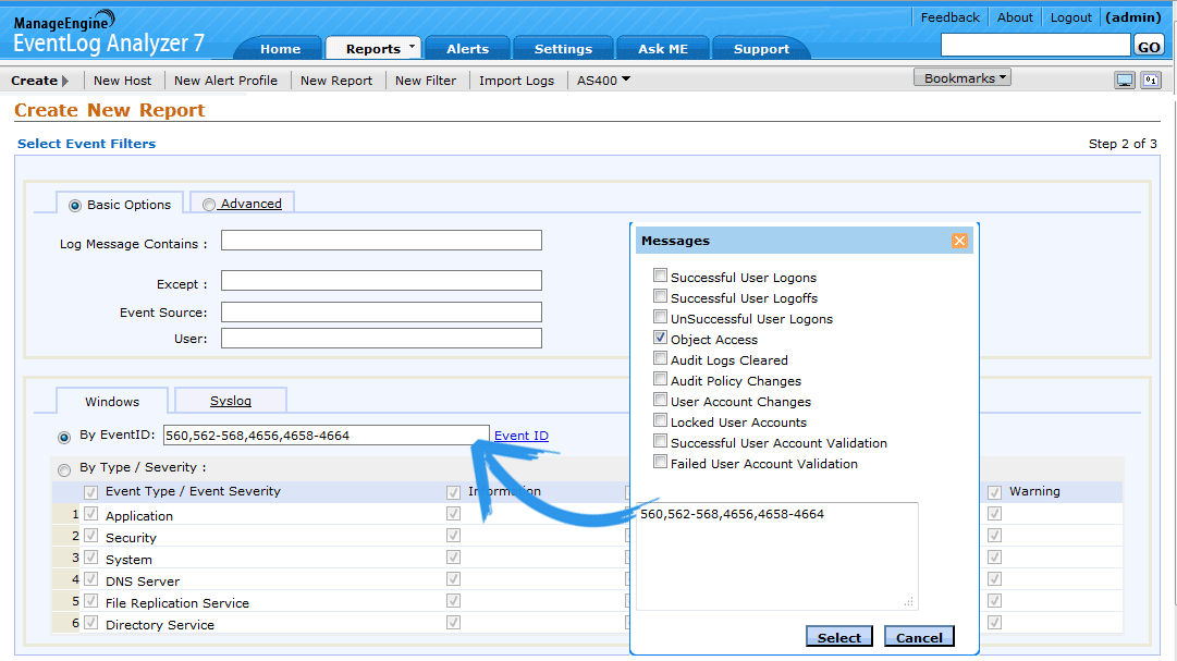 Object Access Auditing Reports using Object Access Event ID’s in EventLog Analyzer