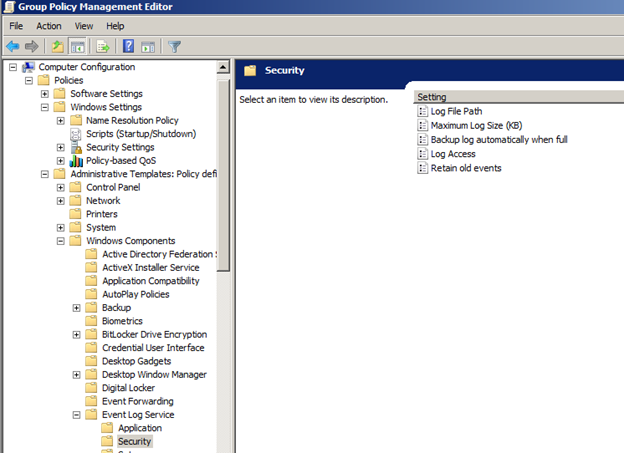 como organizar os logs de segurança no Windows 2003
