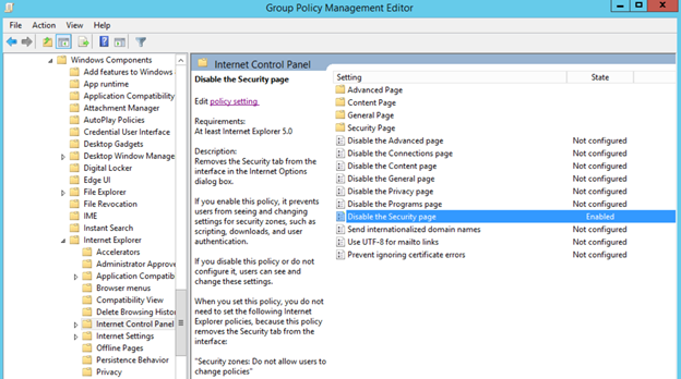 internet explorer group policy site to zone assignment list