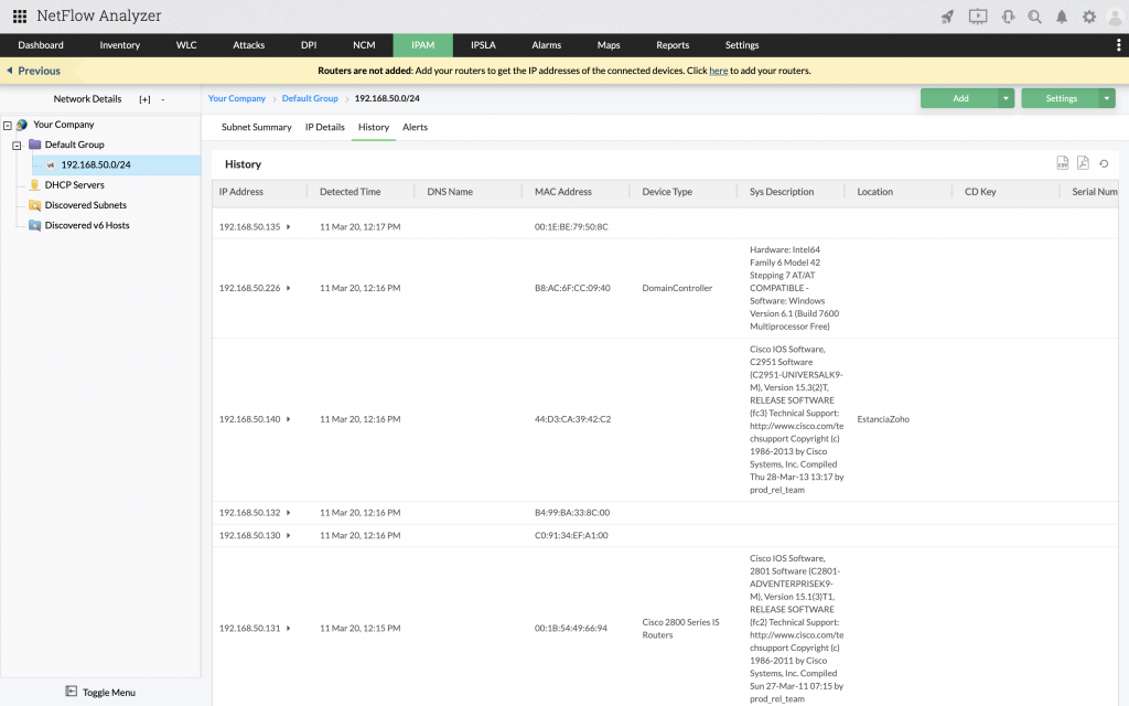 Plug-in IPAM e SPM - ManageEngine NetFlow Analyzer