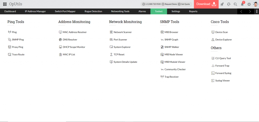 Network Tools - ManageEngine OpUtils