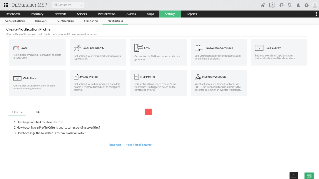 Notification Profiles | Opmanager MSP