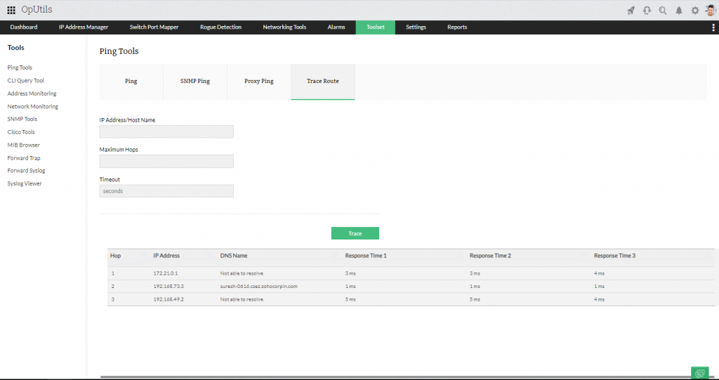 IP Tools Network Utilities - ManageEngine OpUtils