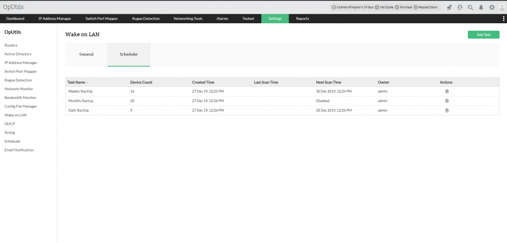 Software Wake On LAN - ManageEngine OpUtils "