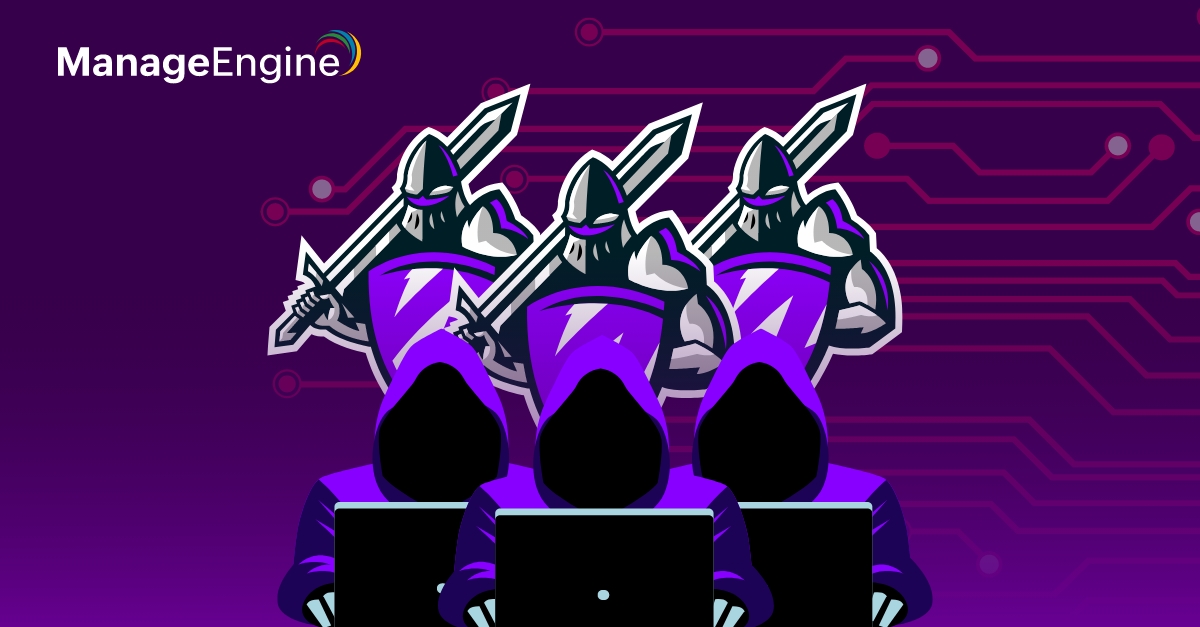 Imagem ilustrando a equipe Purple Team. Mostrando a equipe com armadura, escudo e espada para proteger a organização.