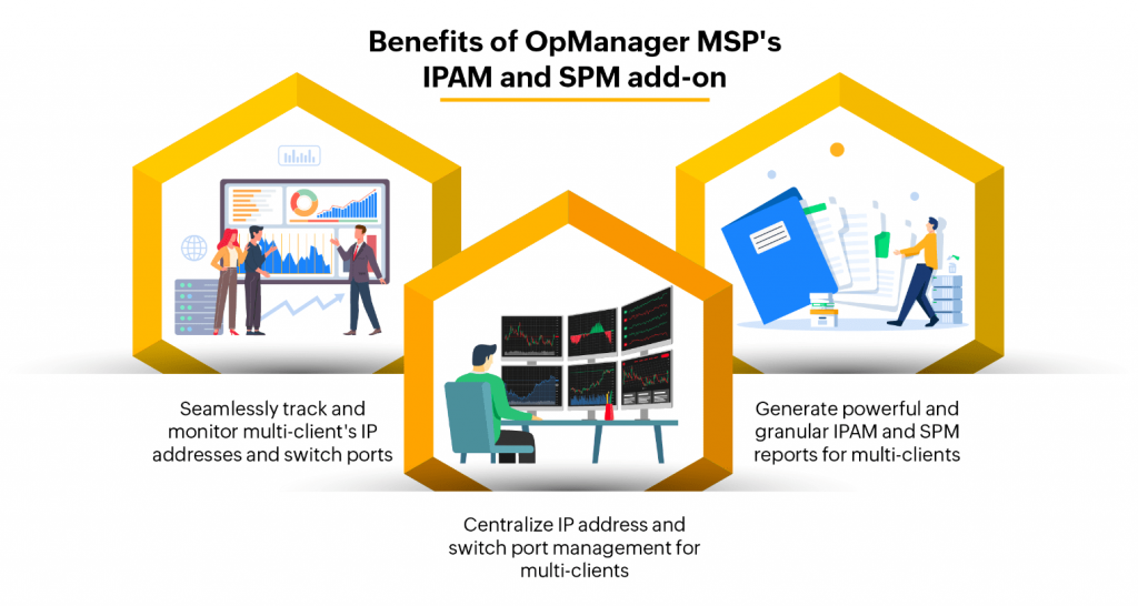 Beneficios del add-on de IPAM y SPM de OpManager MSP