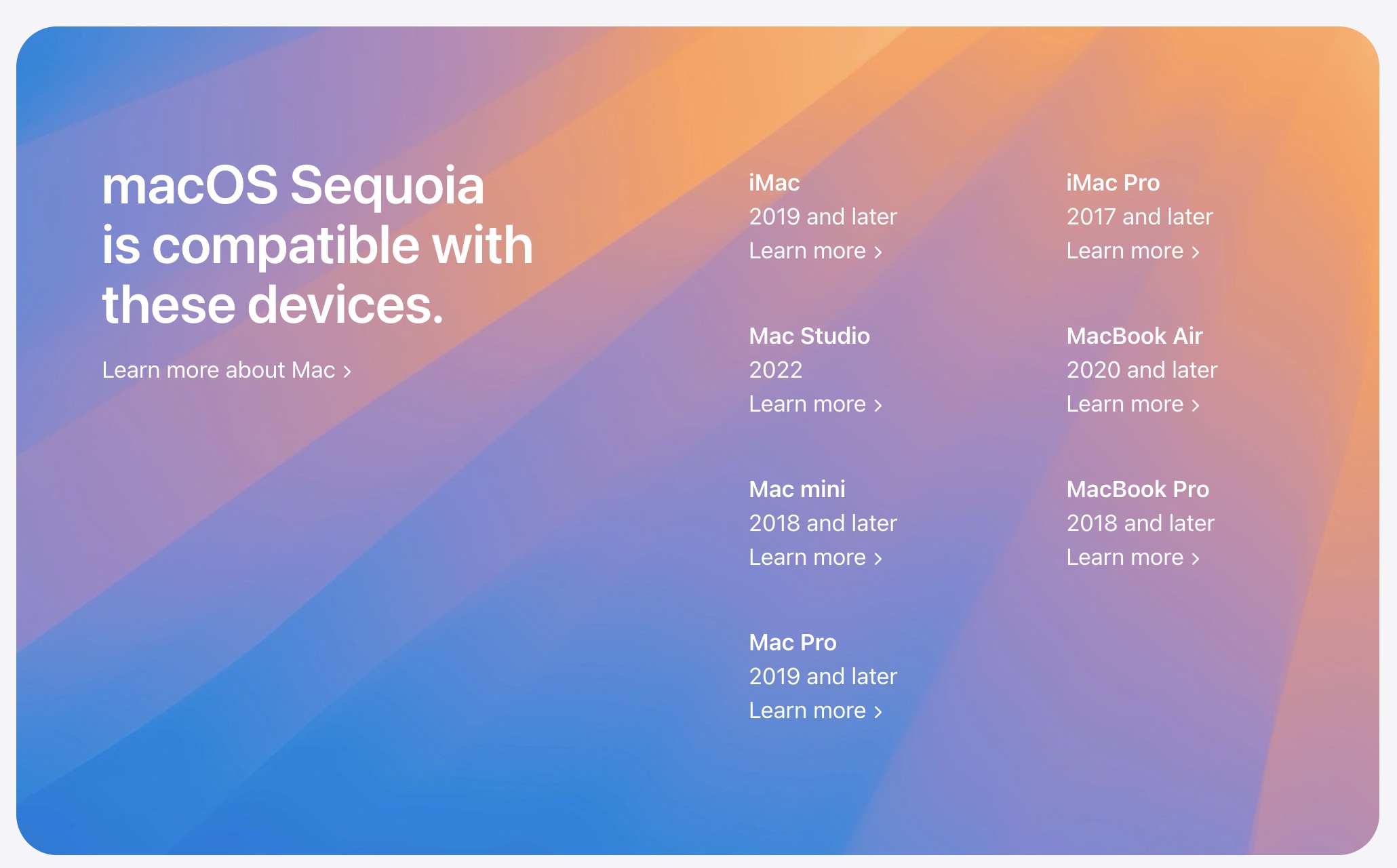 Supported devices for macOS 15.0 | Updating to Sequoia with Endpoint Central