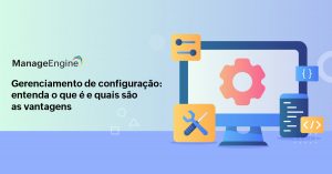 Ao lado esquerdo da imagem temos o título do artigo. À direita temos o monitor de um computador, com o símbolo de "configuração" na tela, e outros ícones como ferramentas e um celular ao redor.