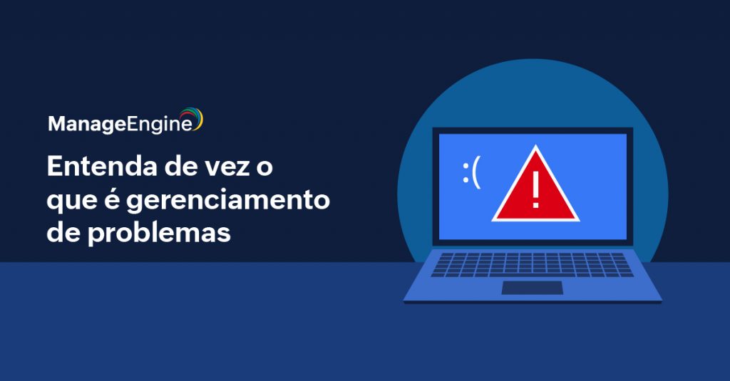 Imagem contendo ilustrações sobre alertas e computadores remetendo ao tema de gerenciamento de problemas