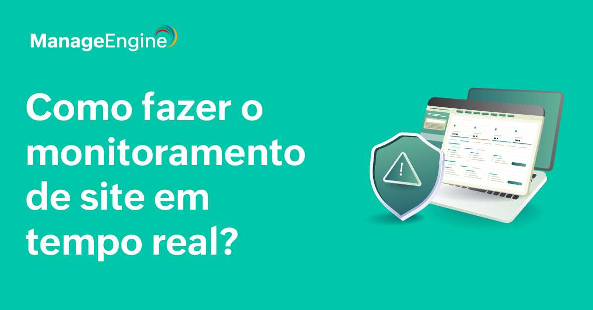 Fundo verde-água, com o título do artigo à esquerda e à direita temos um notebook aberto com uma tela com gráficos diversos, e à frente um escudo com um triângulo e uma ponto de exclamação ao centro.