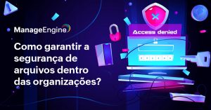 Tela de computador acesa ao lado esquerdo da imagem. Junto temos um cadeado fechado e "password" escrito. Acima, "access denied" e uma chave na frente