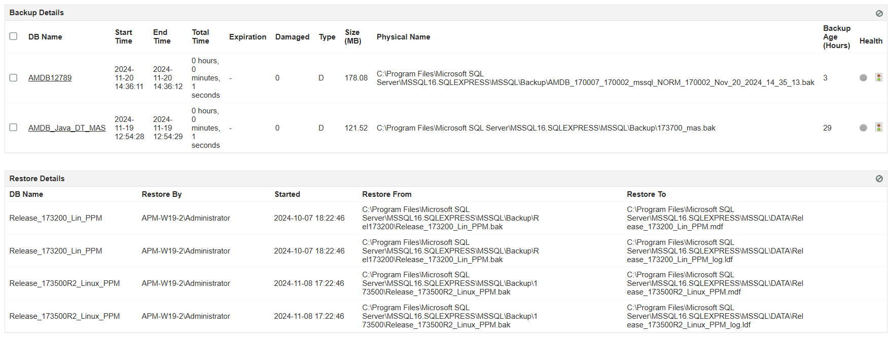 Backup monitoring in SQL server - ManageEngine Applications Manager