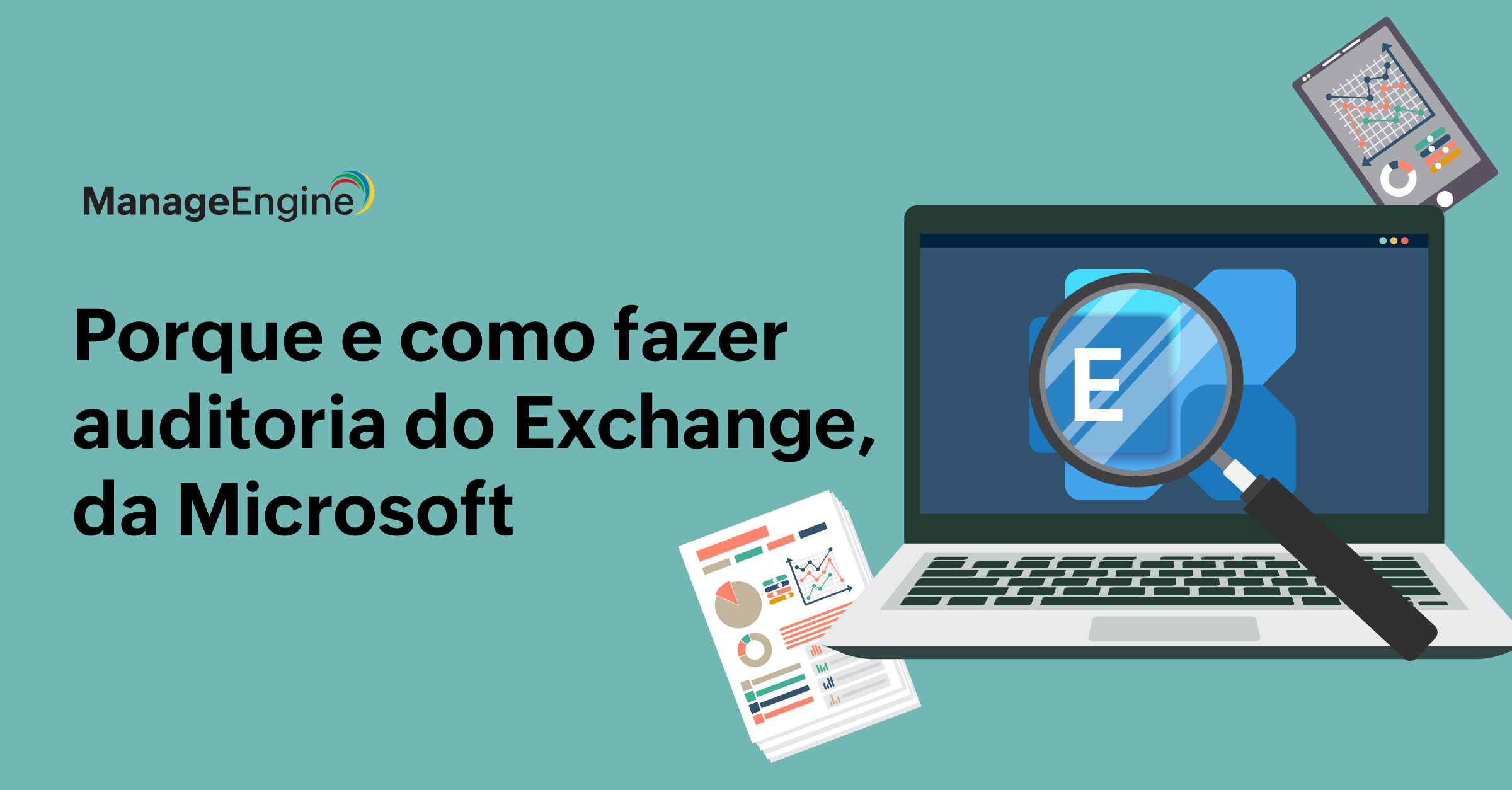 Imagem representando um laptop com o Exchange na tela.